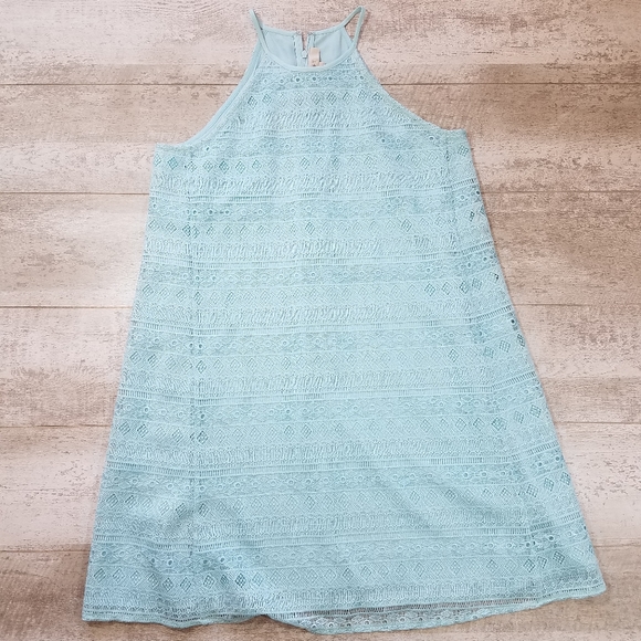 LOFT Dresses & Skirts - Ann Taylor Loft Light Blue Crochet Dress Size 8